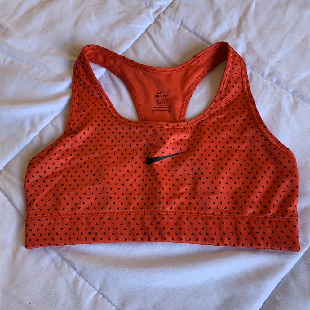 Nike red triangle sports bra